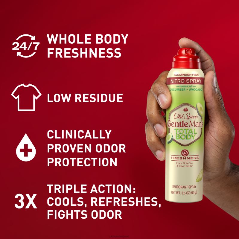 desodorante anti-transpirante Old Spice hombres mezcla desodorante en spray para todo el cuerpo, pepino + aguacate TTFRL2