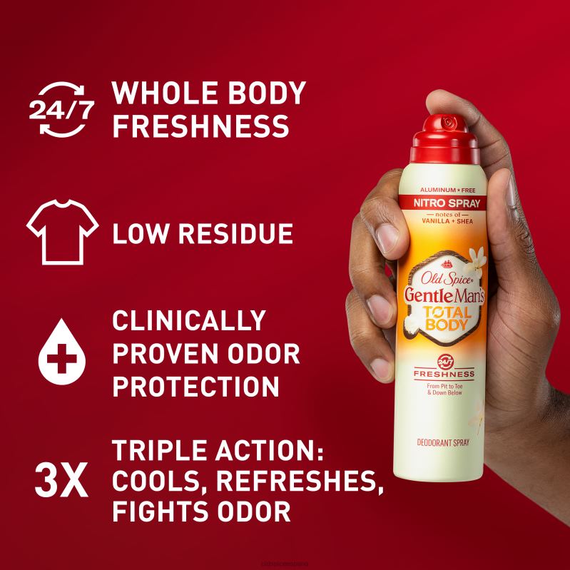 desodorante anti-transpirante Old Spice hombres mezcla desodorante en spray para todo el cuerpo, vainilla + karité TTFRL3